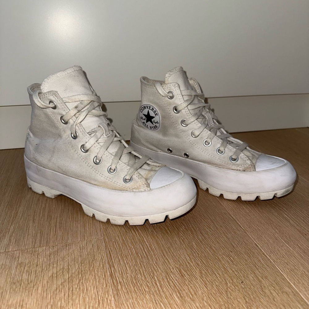 Converse Cream High-Top Platform Sneakers